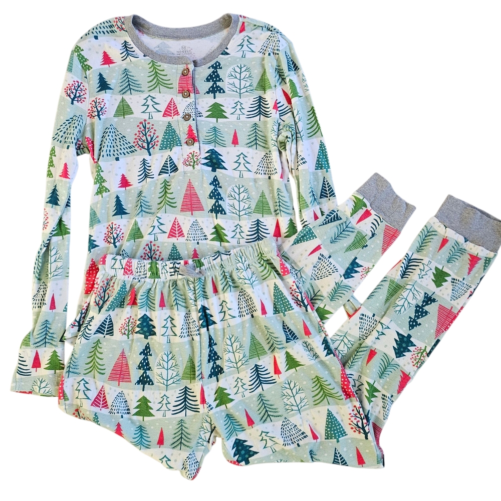 The Honest Company‎ Multicolor Christmas Tree Print Pajama Set